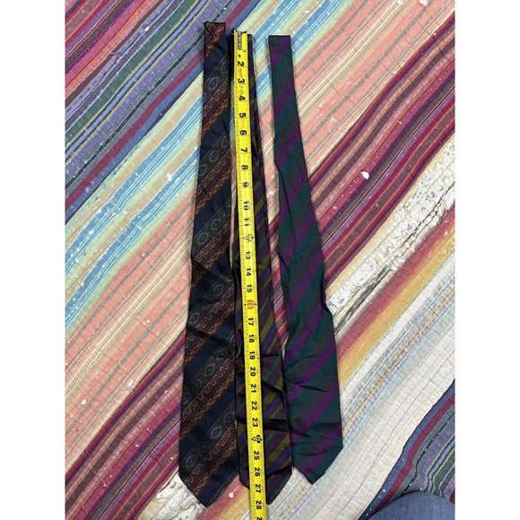 Vtg Lot Of 3 Fendi Roma Diagonal Stripe Silk Neckties Ties Hand Made in Italy - Picture 11 of 11